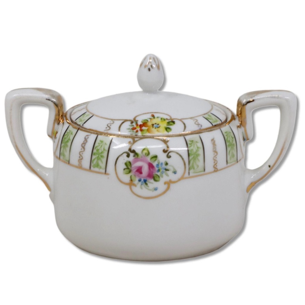 Nippon Rising Sun Porcelain Lidded Sugar Bowl Victorian Tea Accessories
